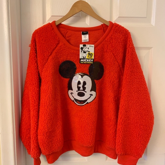 Disney Tops - Disney | Sequins Mickey Fuzzy Sweatshirt | XL New